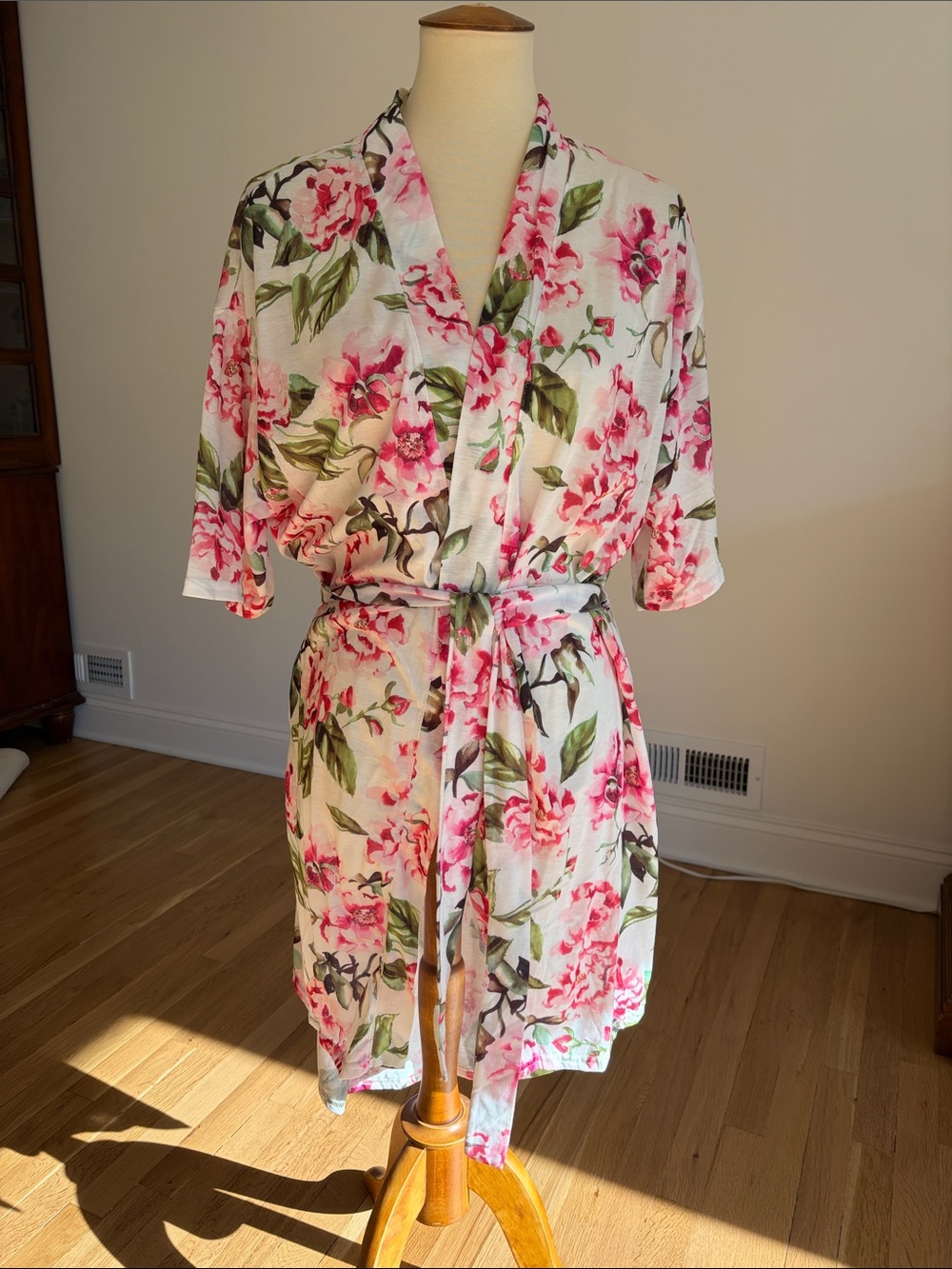 Show Me Your Mumu Brie Robe Pink Green Floral Print One Size O/S Short Sleeve